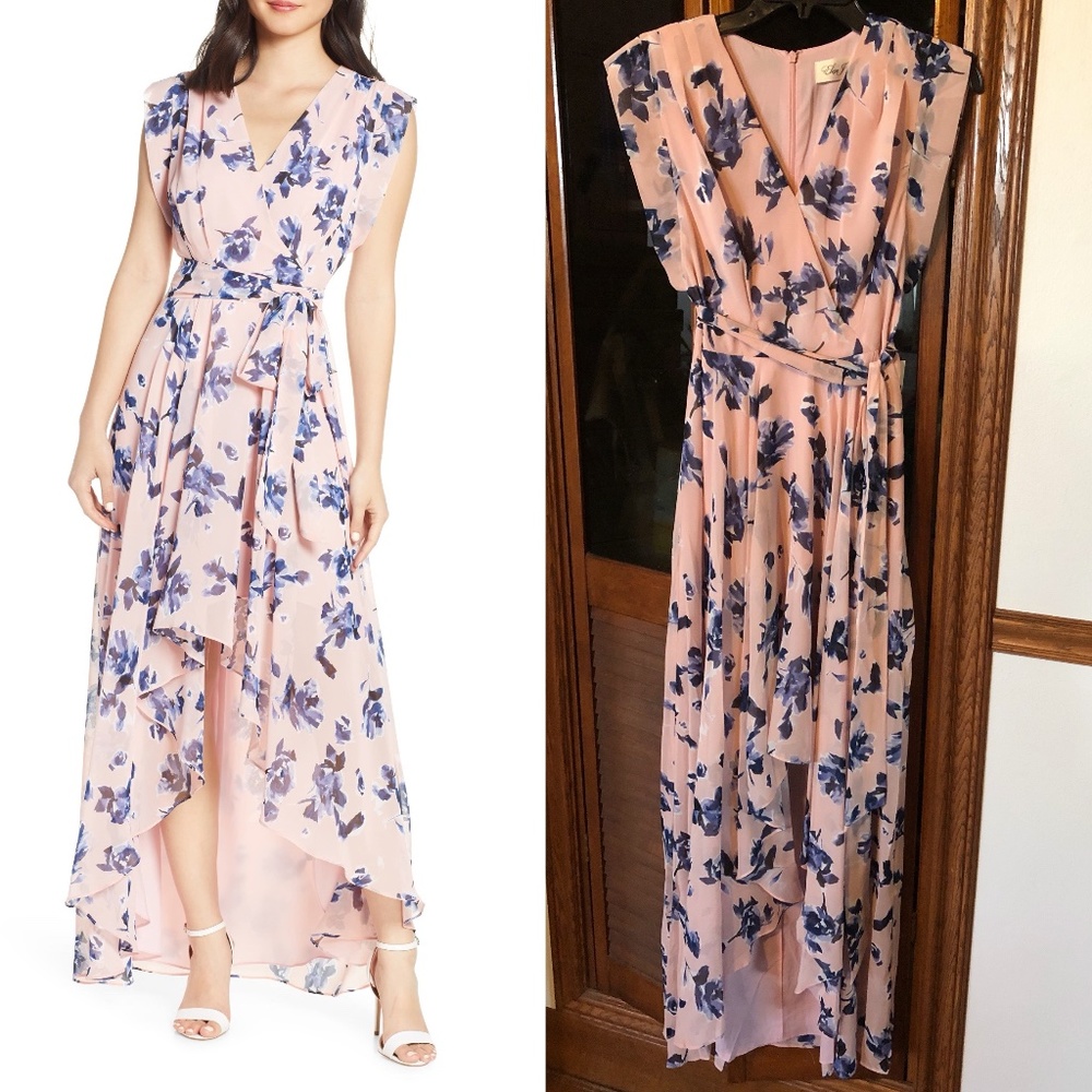 CLEARANCE Eliza j floral chiffon high low belted maxi dress FINAL PRICE NO OFFER